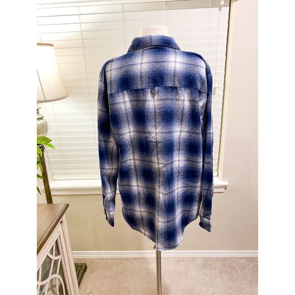 dā-sh Blue White Plaid Flannel Shirt M (est.) - Picture 3 of 9